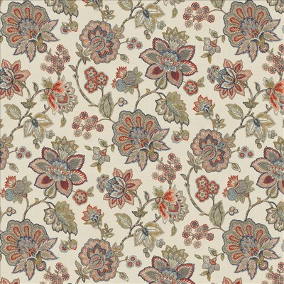Kasmir Dream Big Americana in 1472 White Cotton
 Fire Rated Fabric Heavy Duty CA 117  Jacobean Floral   Fabric